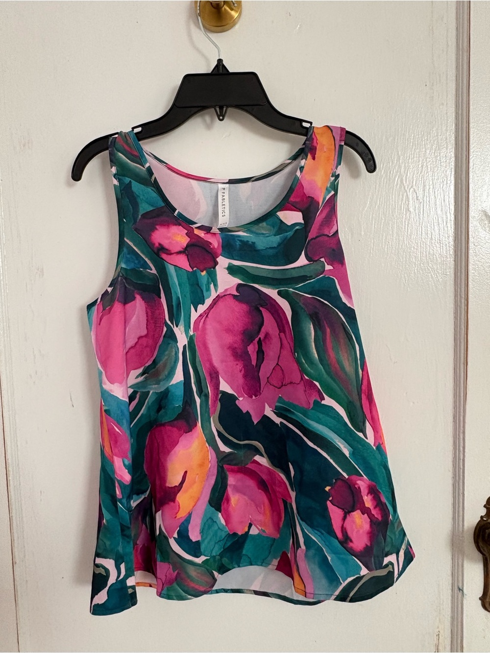 Fabletics Pink & Teal Floral Sleeveless Tank